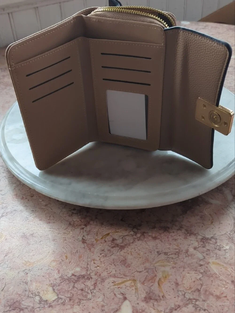 Pebbled Taupe Wallet with Gold Magnetic-Latch, NWOT